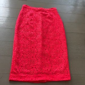 Alc hot pink midi skirt rose pattern